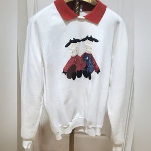 Vintage Jerzees Pullover  Ugly Christmas Quilted  Cows Sweatshirt With CowBells